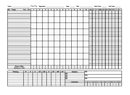 Printable Baseball Scorecard