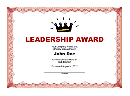 Printable Leadership Award