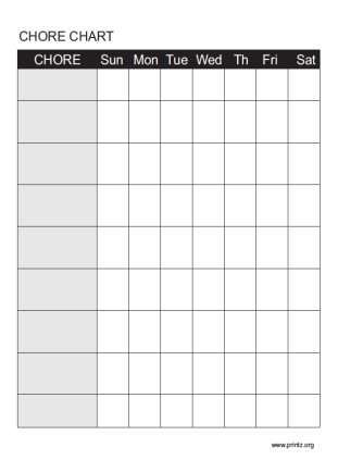 Household Weekly Chore Chart