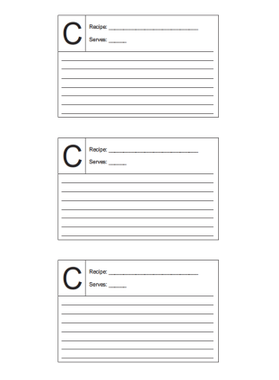 3x5 Recipe card lined and lettered C