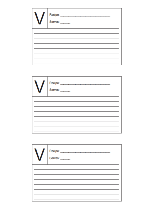 Recipe Card 3x5 Lined Lettered V