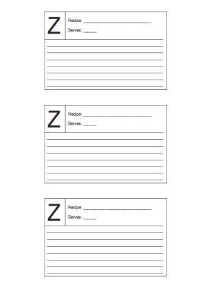 Recipe Card 3x5 Lined Lettered Z