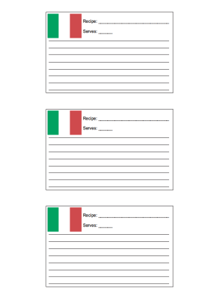 3x5 Recipe Card with for Italian Recipes