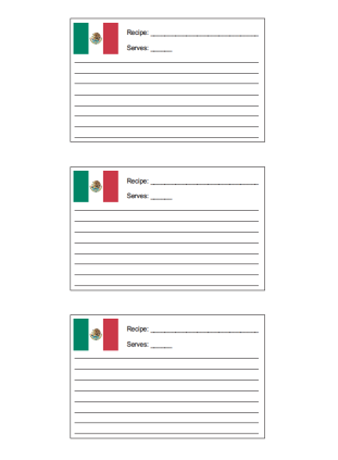 3x5 Recipe Card with for Mexican Recipes