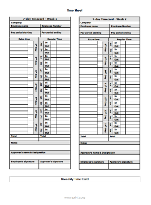 Bi Weekly Time Sheet