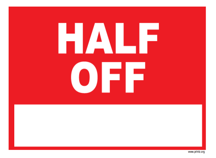 Half Off Business Sign