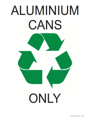 Recycling Aluminum Cans Only Sign