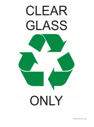 Recyling Clear Glass Only Sign