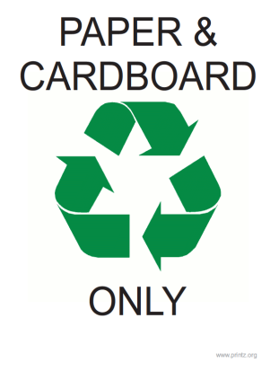 Recyling Paper and Cardboard Only Sign