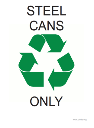 Recyling Steel Cans Only Sign
