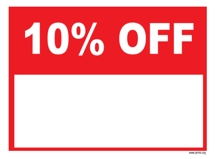 10 Percent Off Sale Sign
