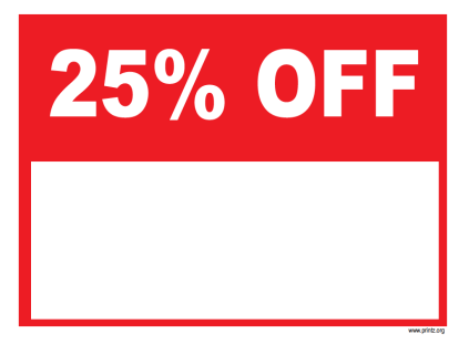 25 Percent Off Sale Sign