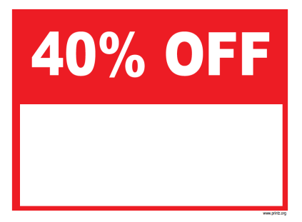 40 Percent Off Sale Sign