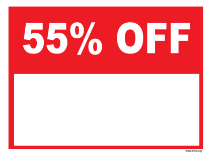 55 Percent Off Sale Sign