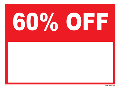 60 Percent Off Sale Sign