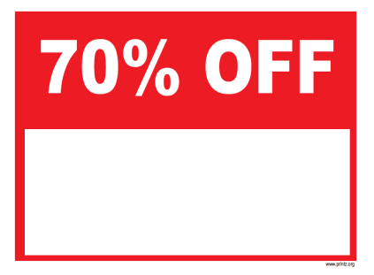 70 Percent Off Sale Sign