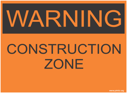Warning Construction Zone Sign
