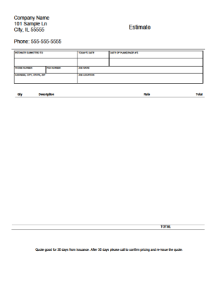 Contractor Estimate Template