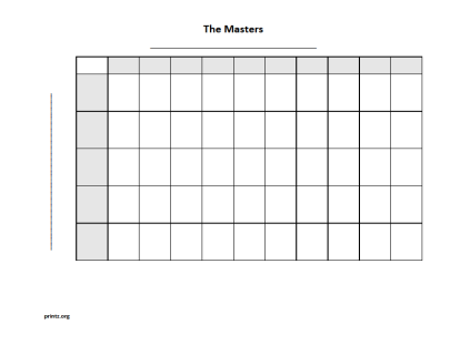 The Masters 50 square grid