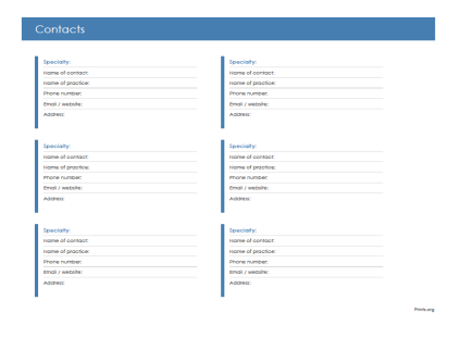 Medical Contact List