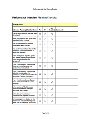 Performance Interview Checklist