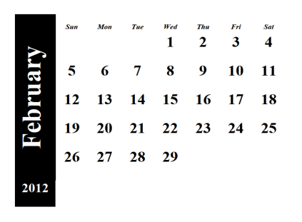 February 2012 Calendar