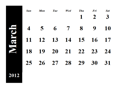 March 2012 Calendar