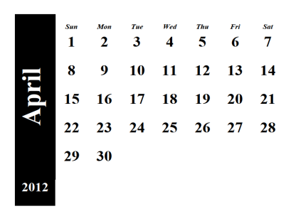 April 2012 CAlendar