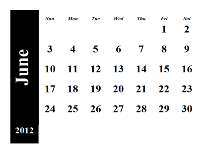 June 2012 Calendar