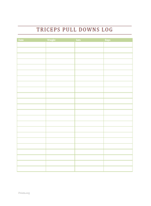 Triceps Pull Downs Log