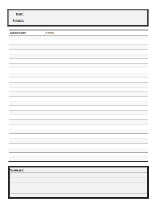 Cornell Notes with alternating line color