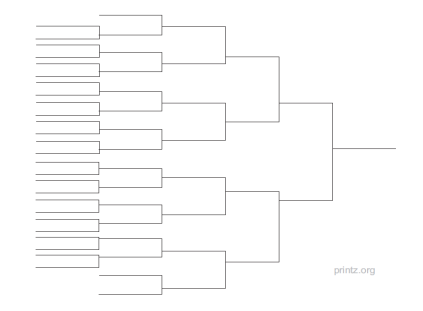 29 team single elimination bracket