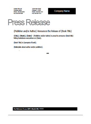 Book Press Release
