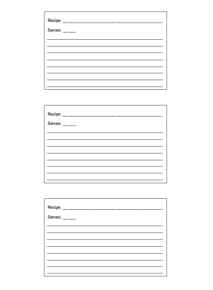 3x5 Recipe Card Lined