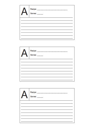 Recipe Card 3x5 Lined Lettered A