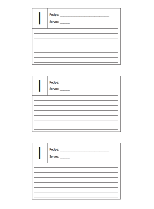 Recipe Card 3x5 Lined Lettered I