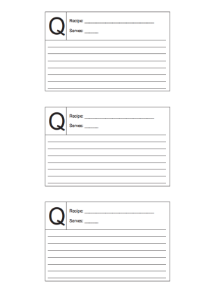 Recipe Card 3x5 Lined Lettered Q