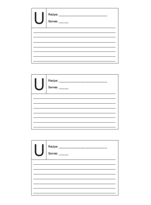 Recipe Card 3x5 Lined Lettered U