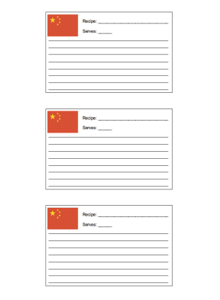 3x5 Recipe Card with for Chinese Recipes