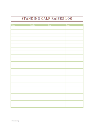 Standing Calf Raises Log