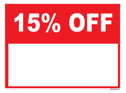 15 Percent Off Sale Sign