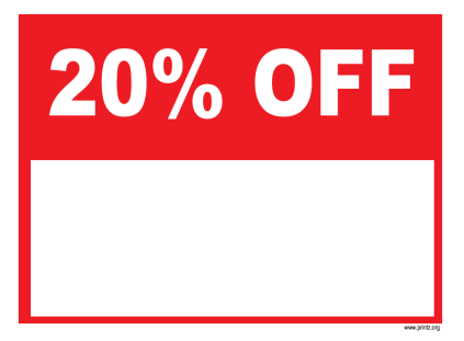 20 Percent Off Sale Sign