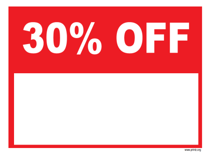 30 Percent Off Sale Sign