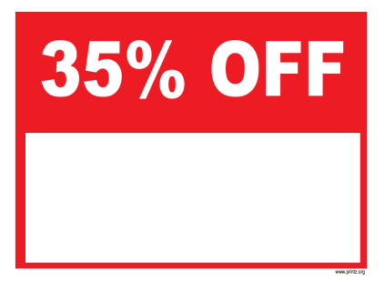35 Percent Off Sale Sign