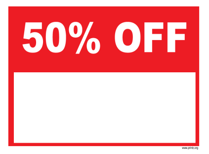 50 Percent Off Sale Sign