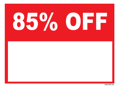 85 Percent Off Sale Sign