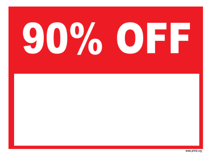90 Percent Off Sale Sign