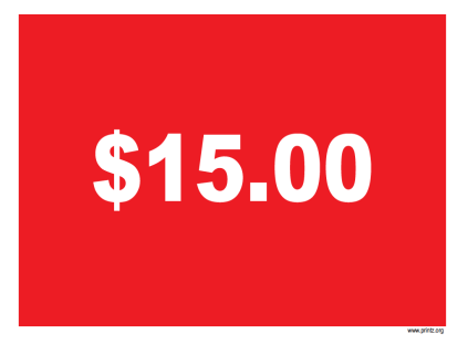 Fifteen Dollar Sign