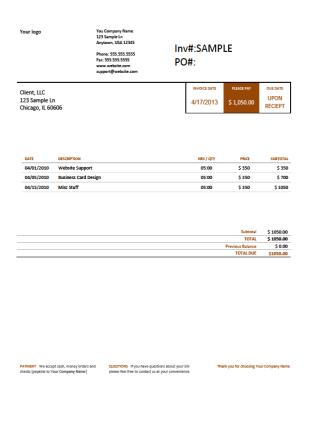 Designer Invoice in Orange
