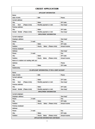 Credit Application